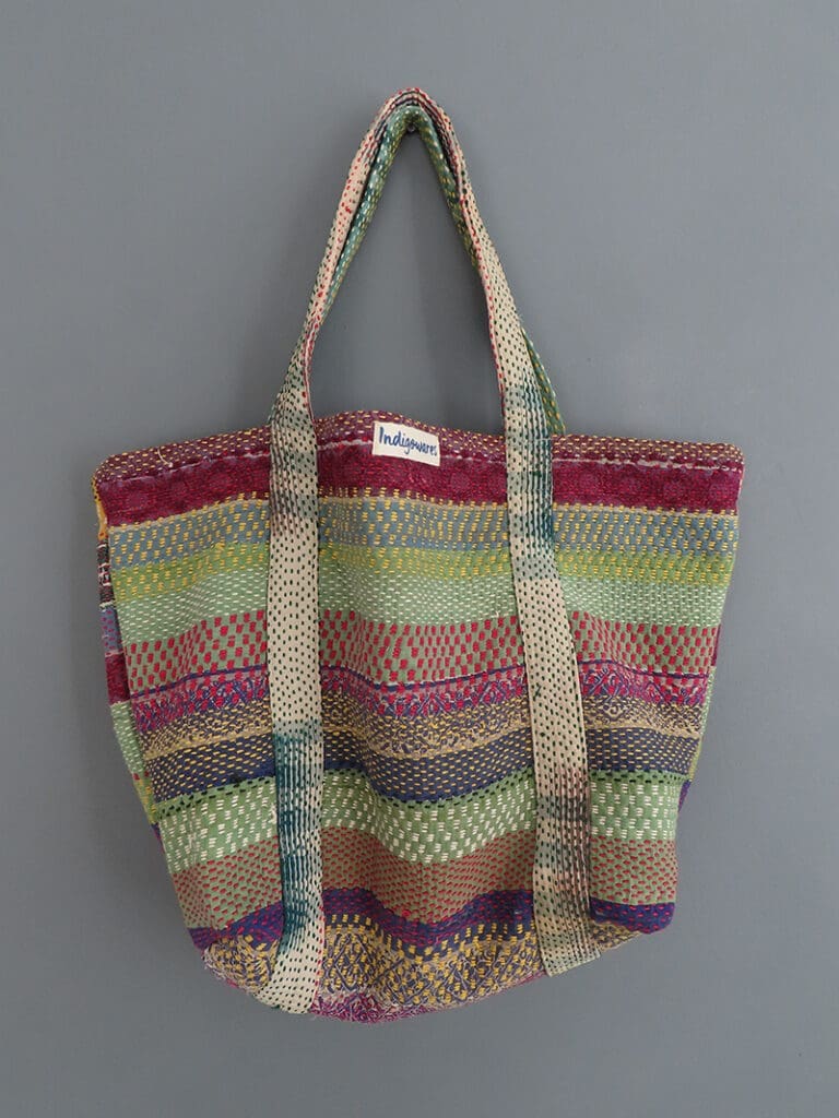kantha stitched tote bag