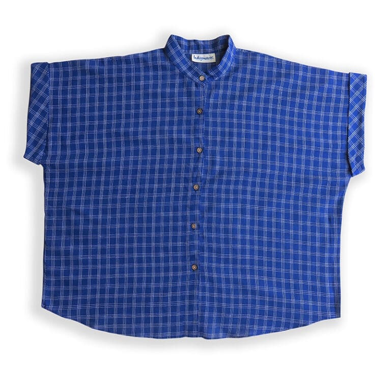 blue check shirt