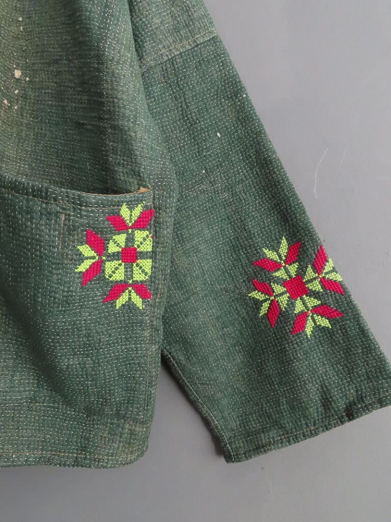 green kantha jacket