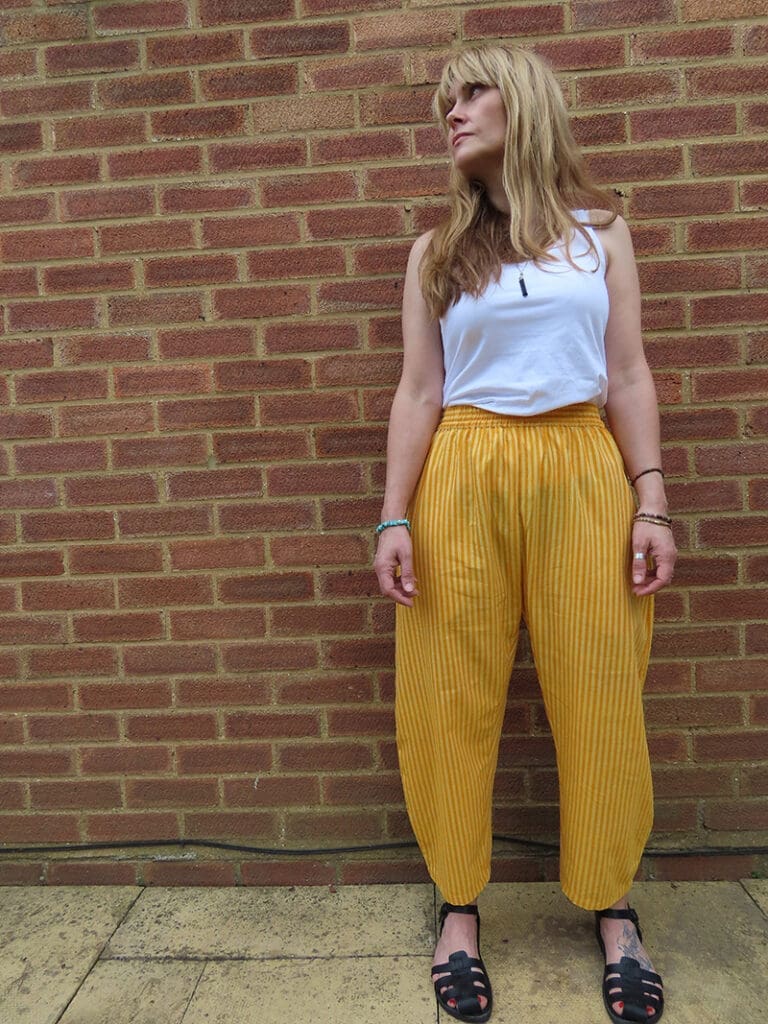 cotton striped trousers